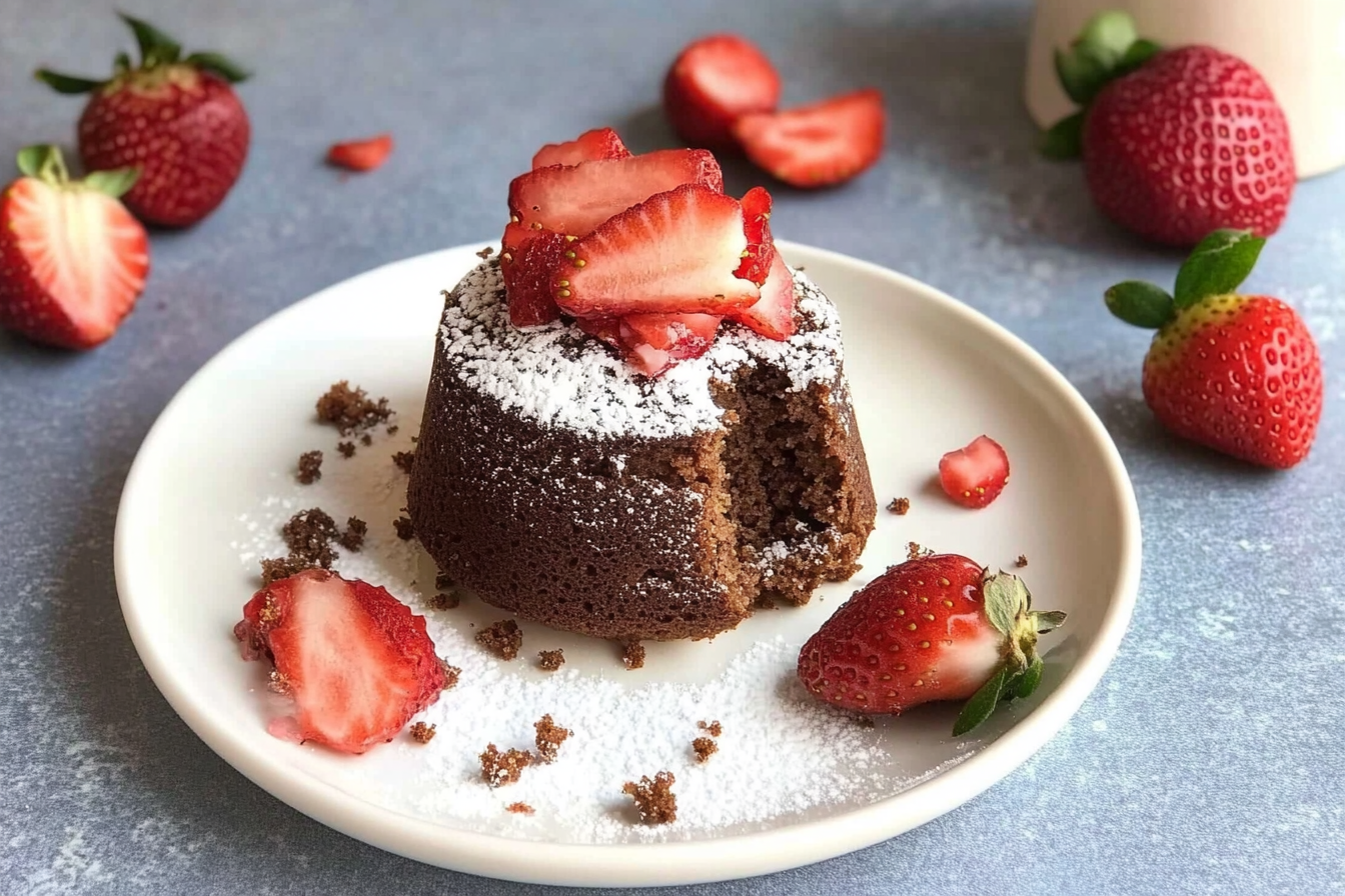 Mini bizcocho de cacao y fresas