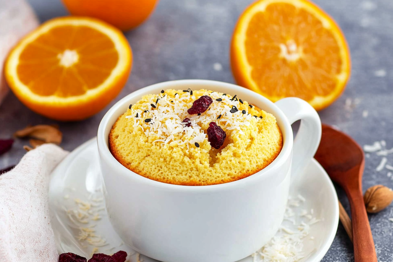 Mugcake de naranja y coco