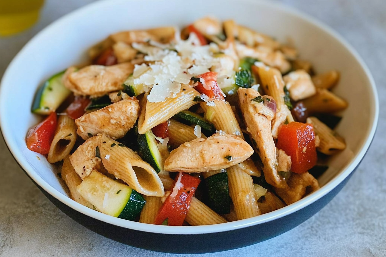 Pasta integral con pollo y verduras