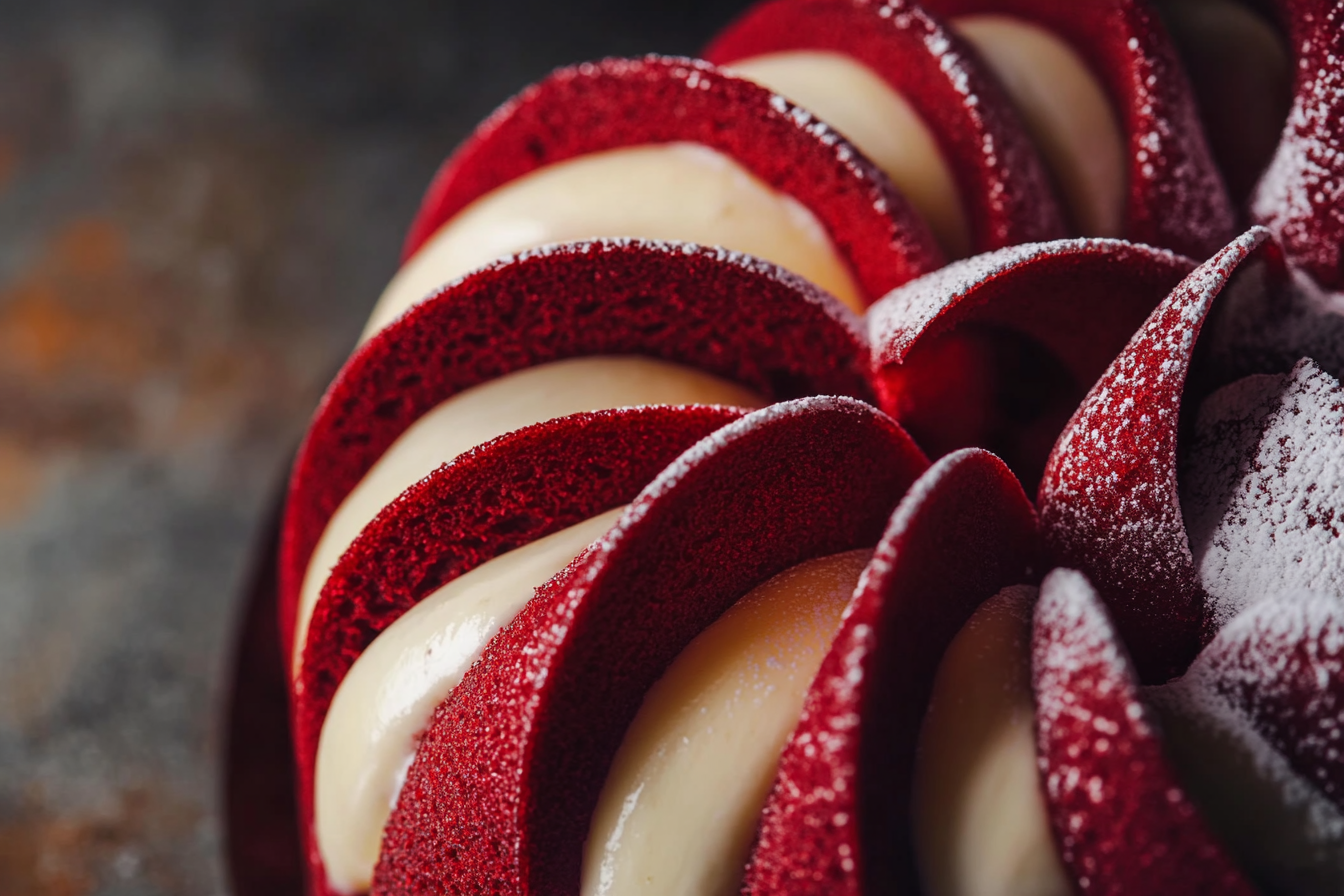 Pastel Bundt de Cheesecake de Terciopelo Rojo