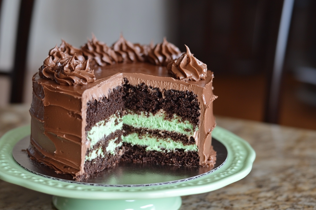 Pastel de queso con menta y chocolate