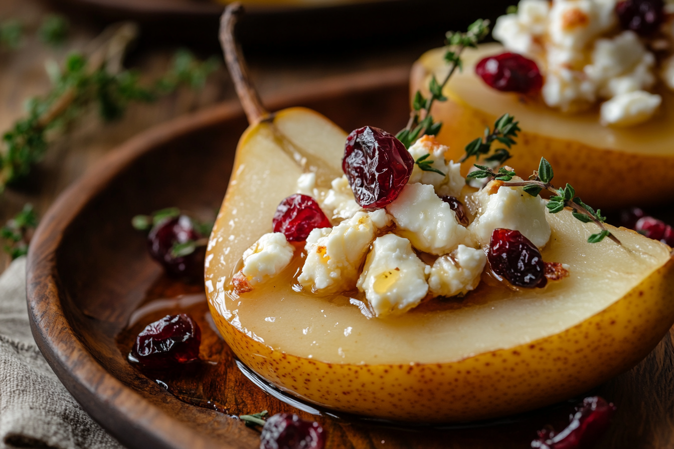 Peras al horno con feta