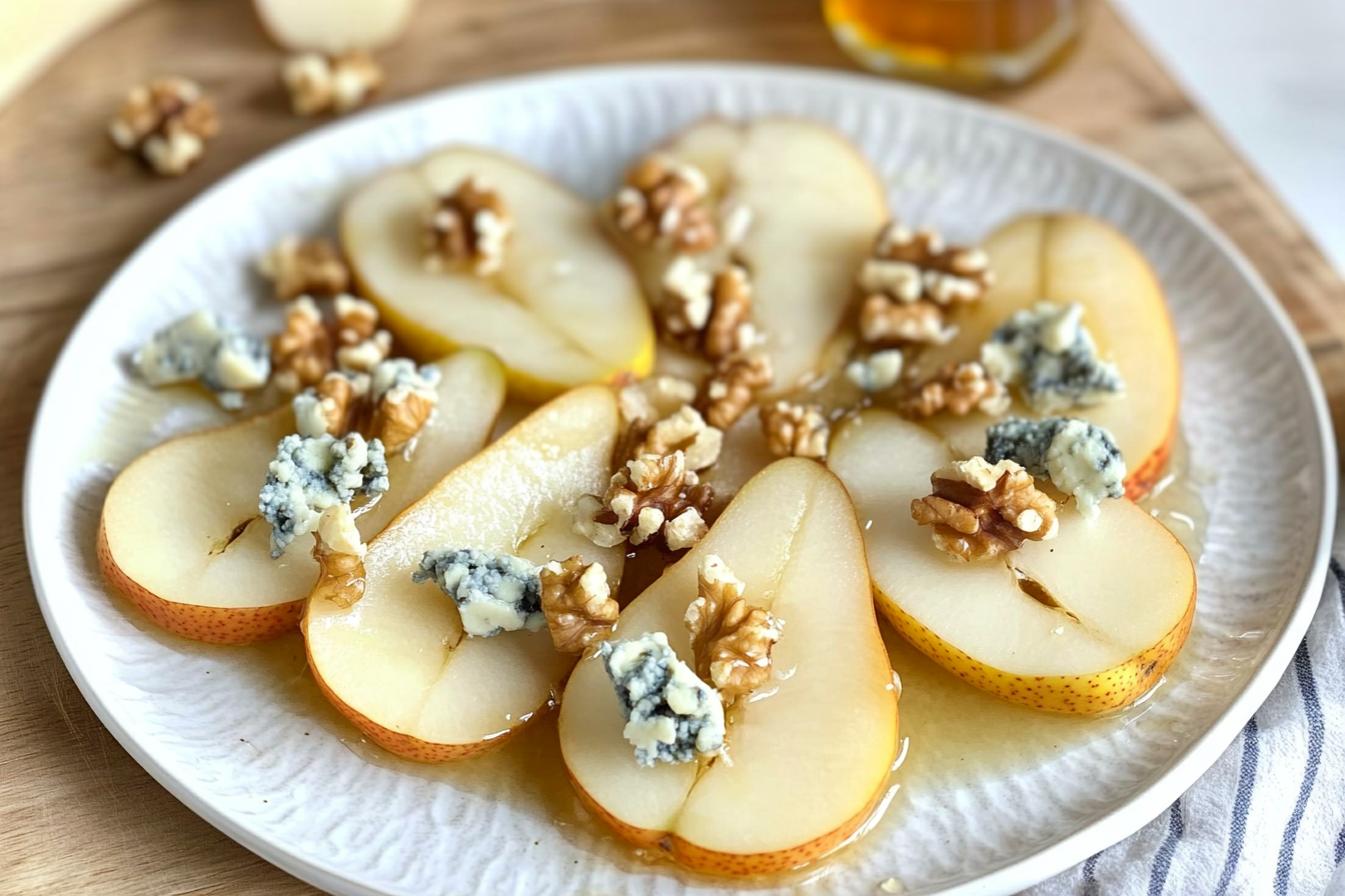 Peras con queso azul y nueces