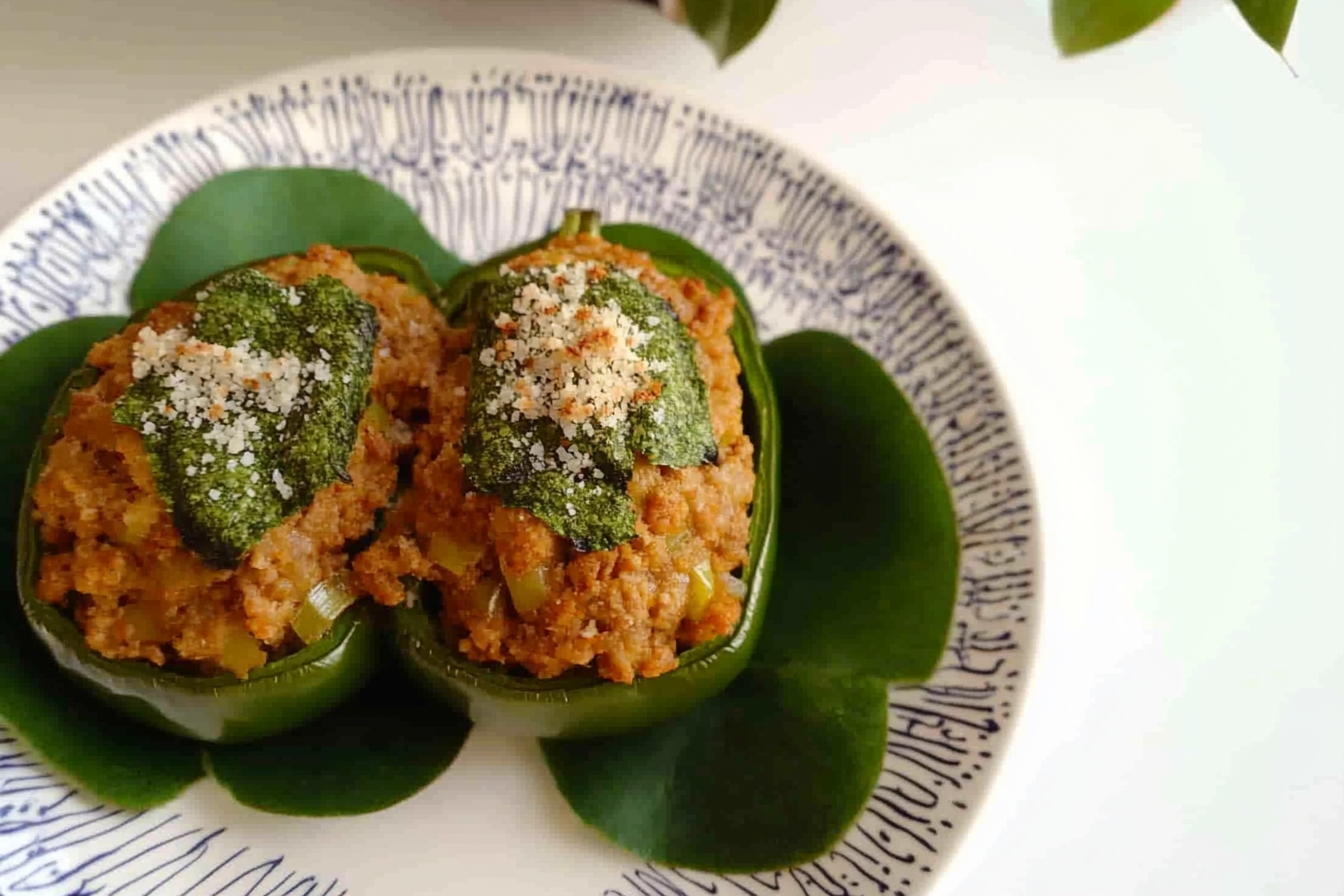 Pimiento verde relleno de carne