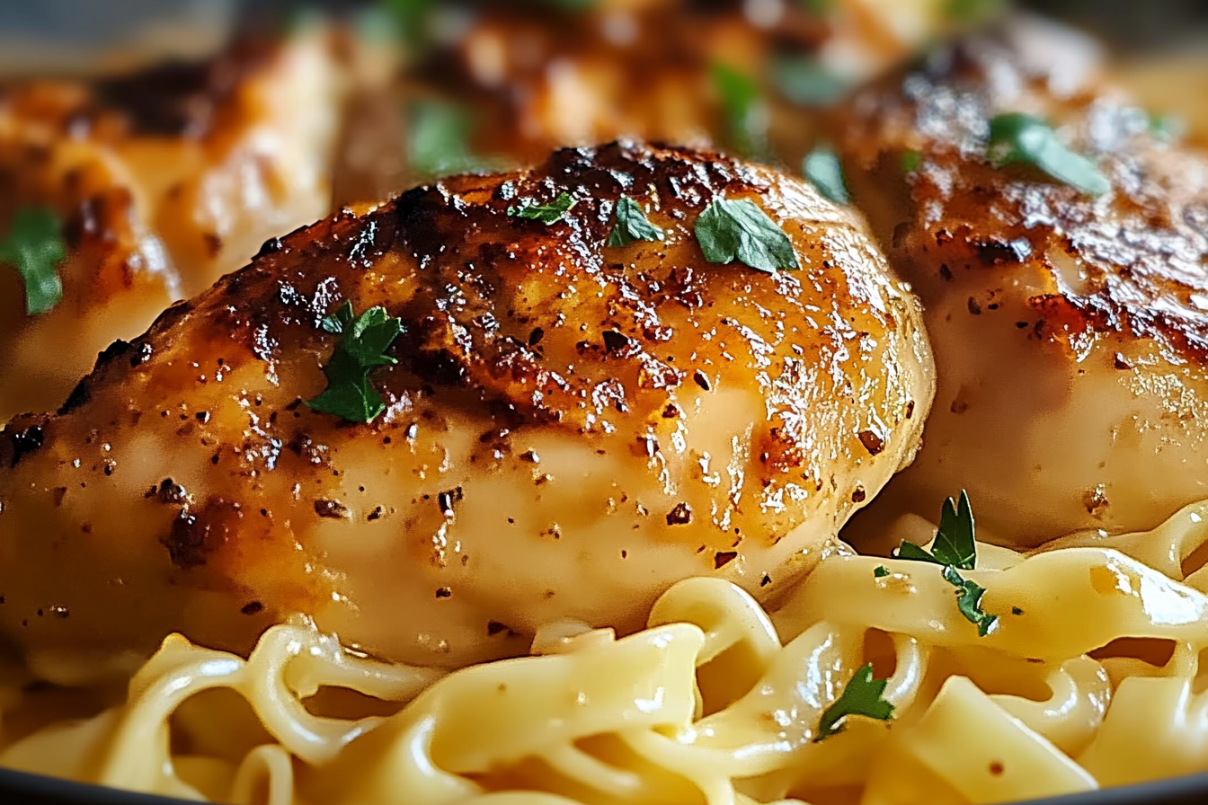 Pollo clásico con fideos mantecosos