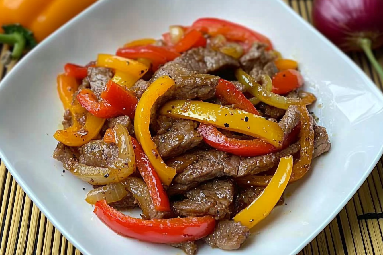 Salteado de ternera con pimientos