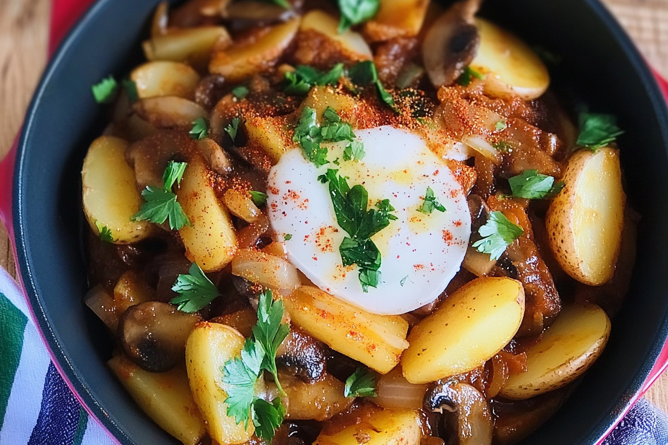 Salteado picante de champiñones y patatas