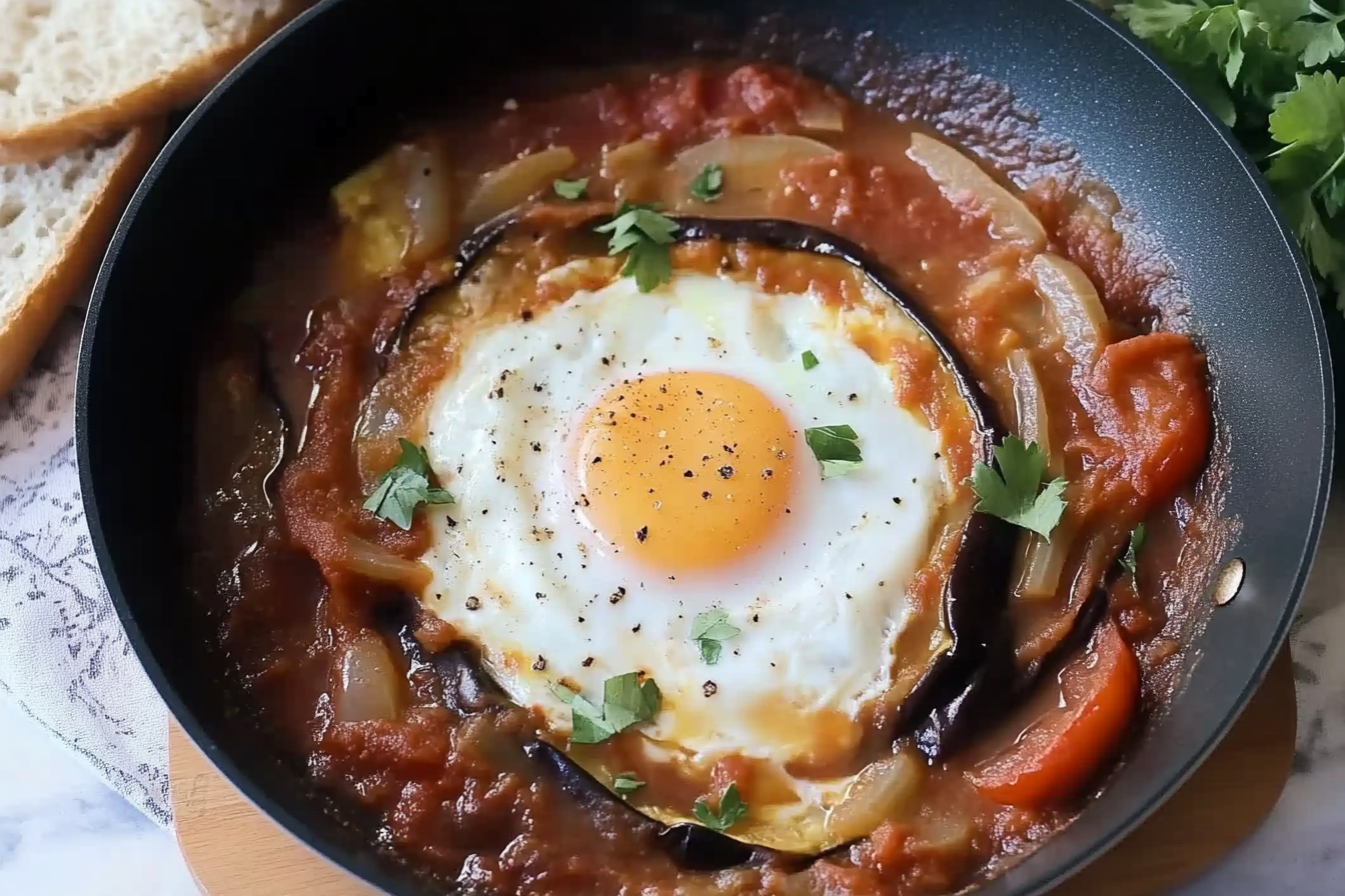 Sartén de berenjenas con huevos