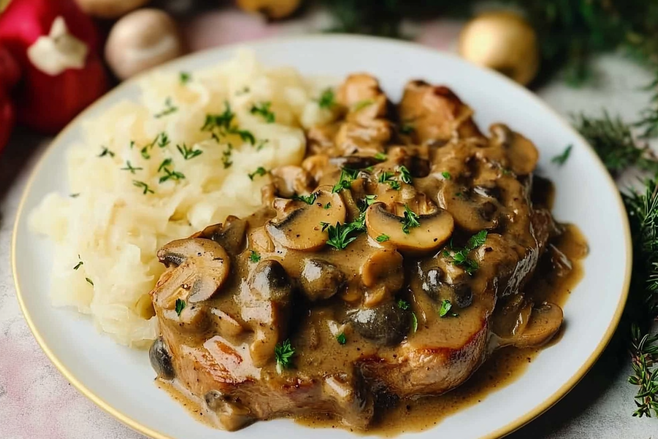 Solomillo de cerdo al champiñón