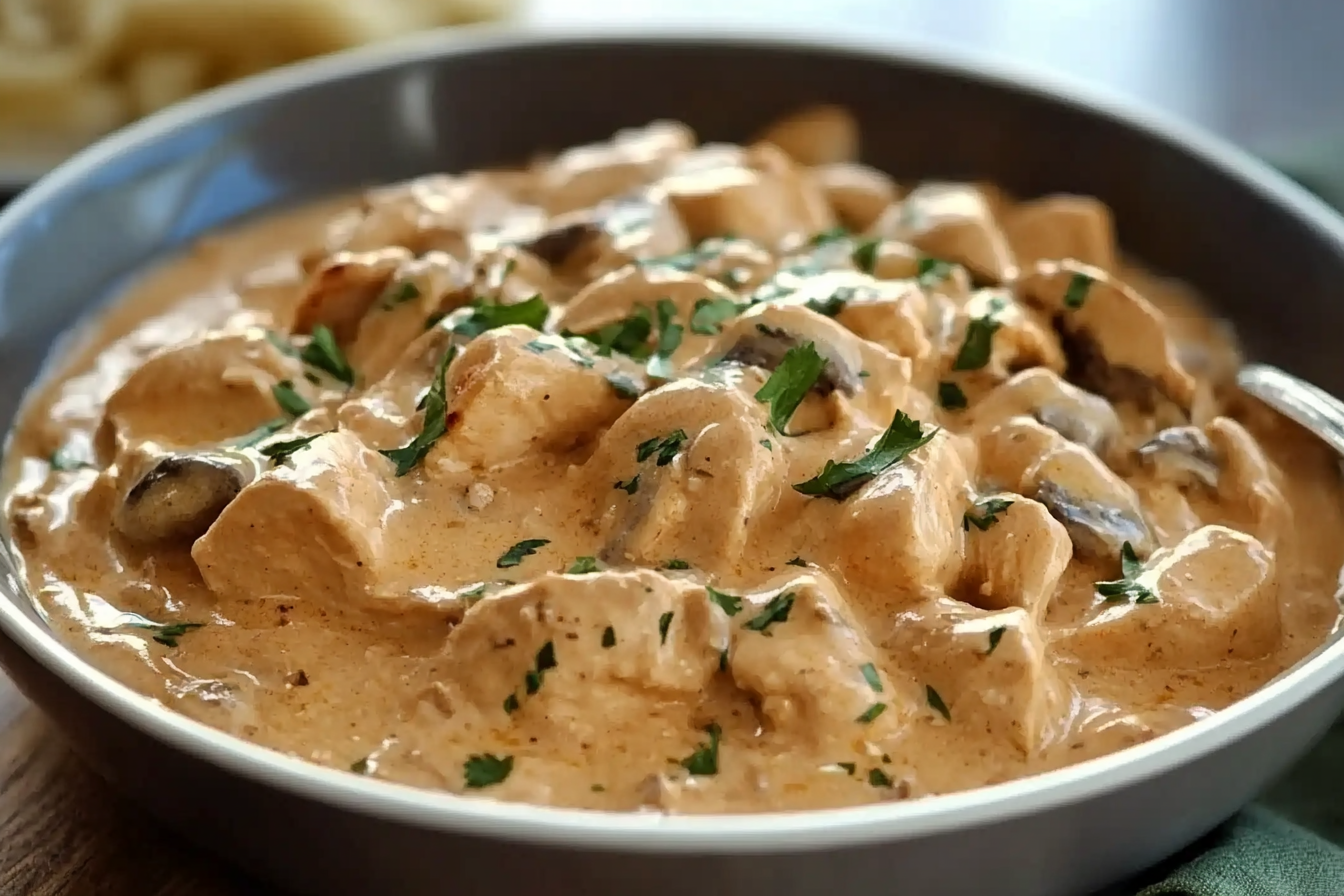 Strogonoff de pollo cremoso