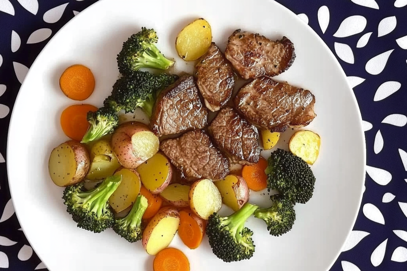 Ternera con brócoli y zanahoria