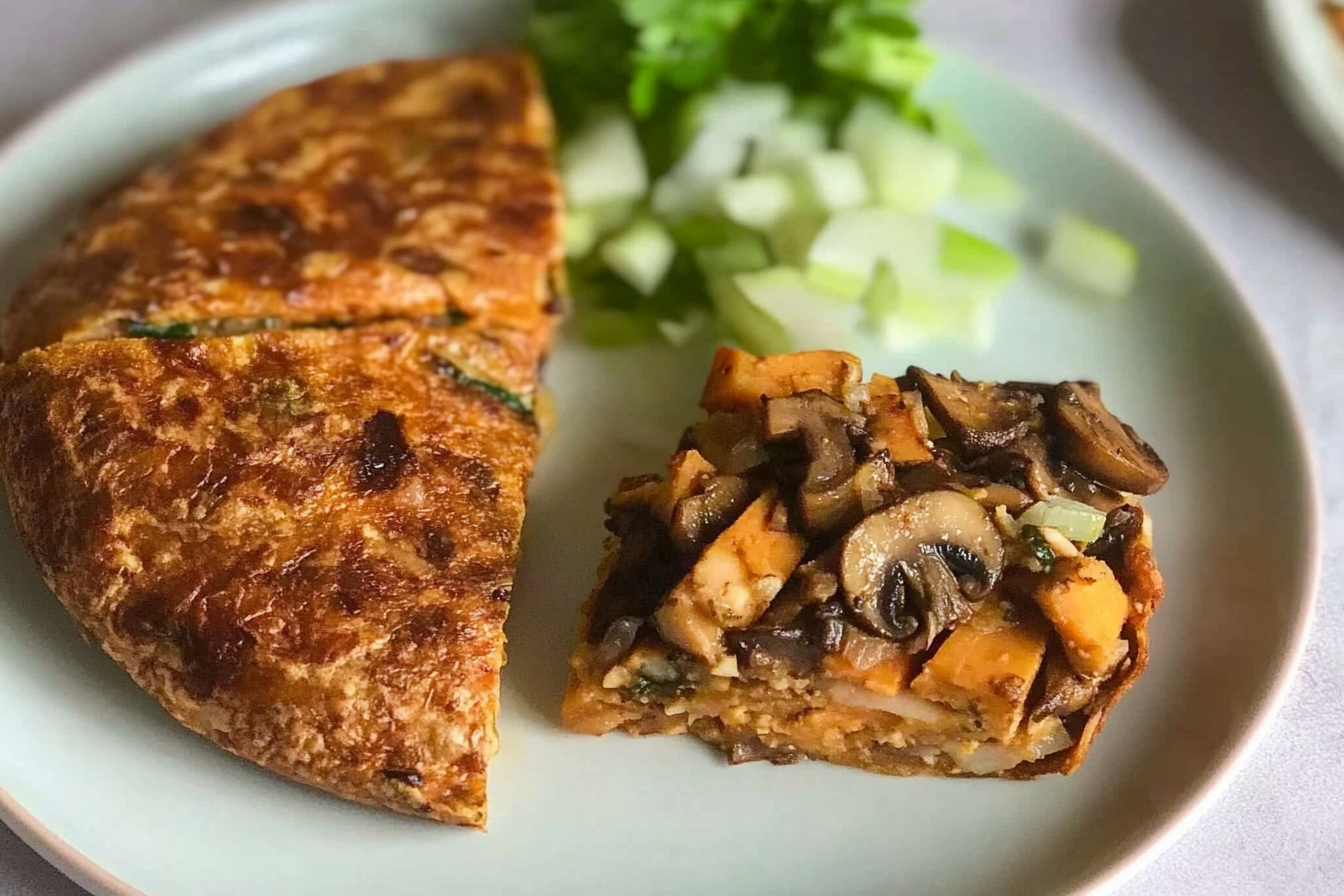 Tortilla de batata y champiñones