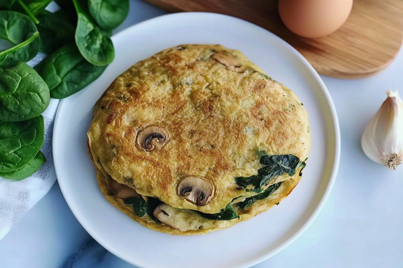 Tortilla de champiñones y espinacas