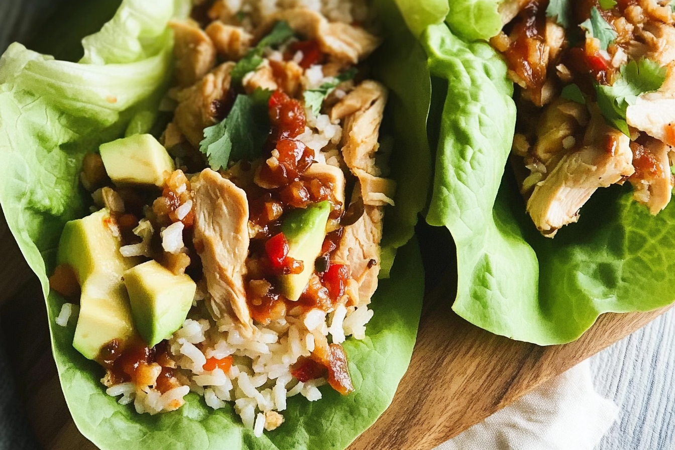 Wraps de lechuga con pollo