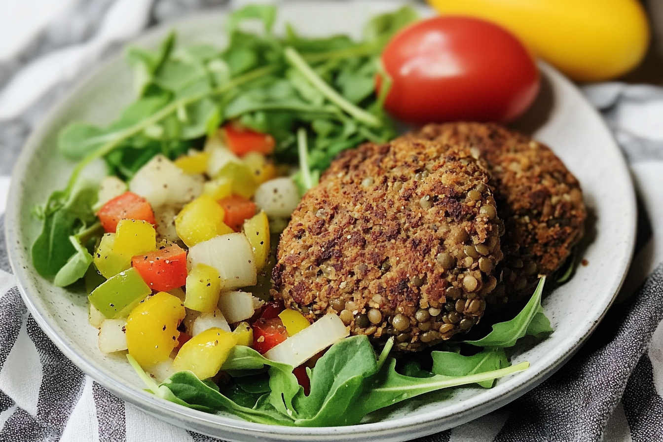 Hamburguesas de lentejas y pimiento