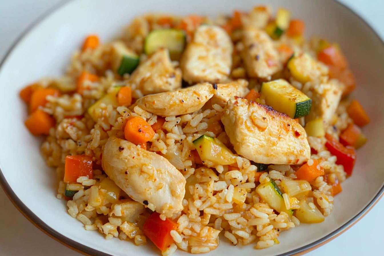 Arroz con pollo y verduras