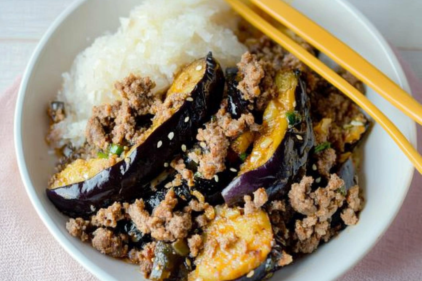 Berenjenas con carne asiáticas