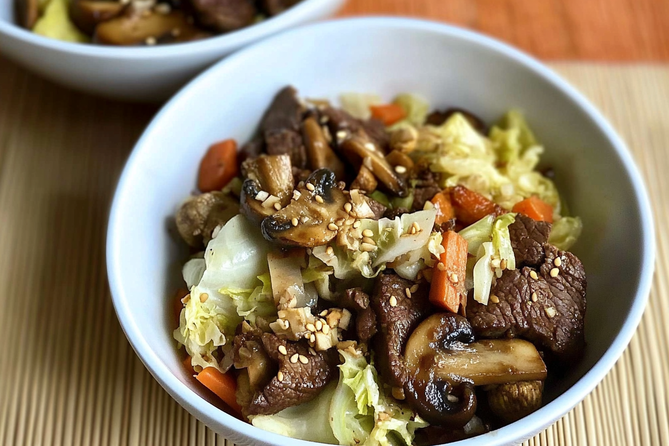 Bowl de ternera con champiñones