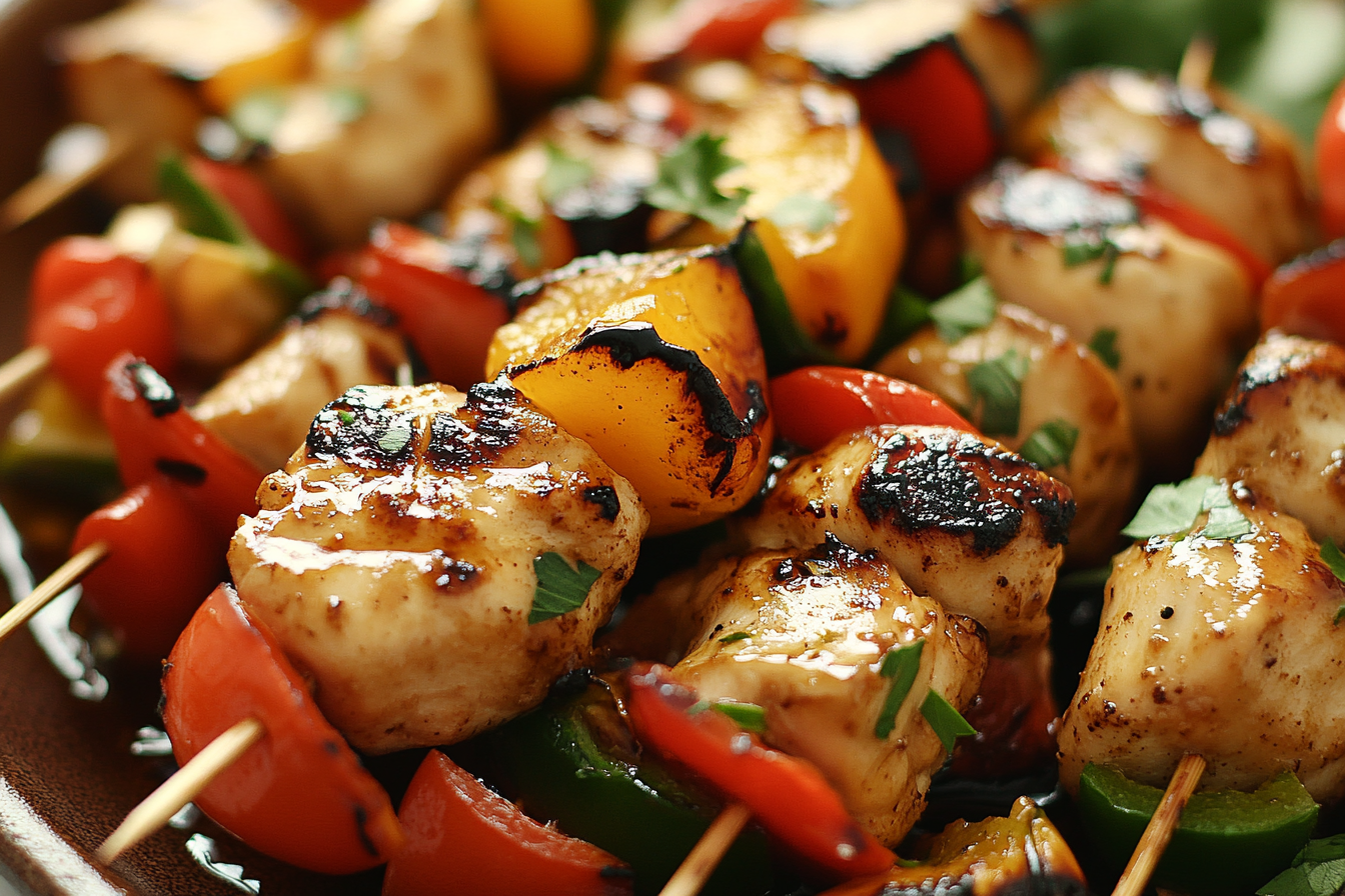 Brochetas de pollo con miel