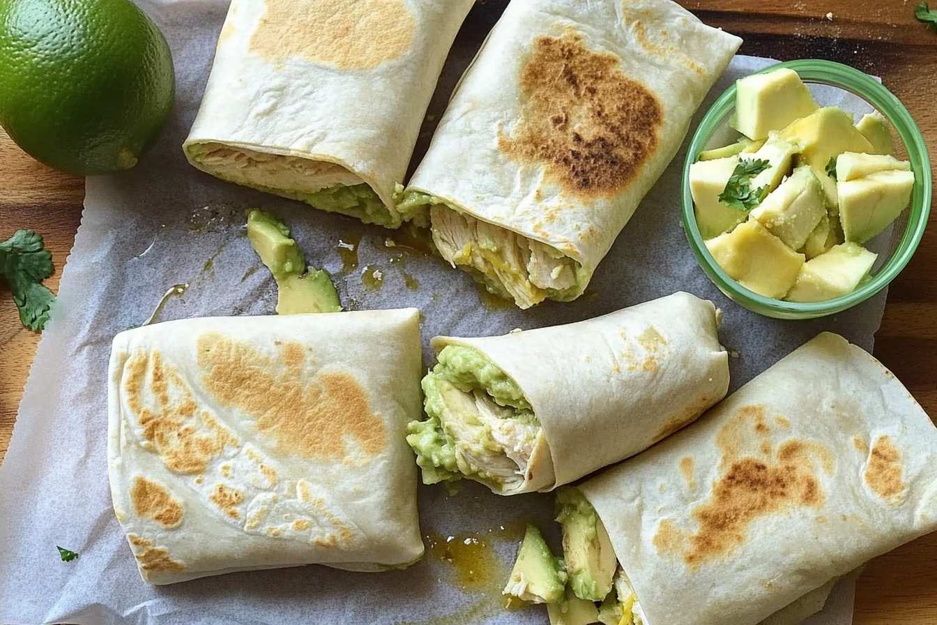 Burritos de pollo y aguacate