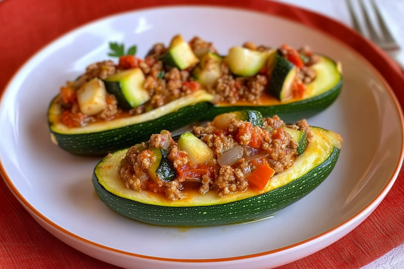 Calabacines rellenos de carne