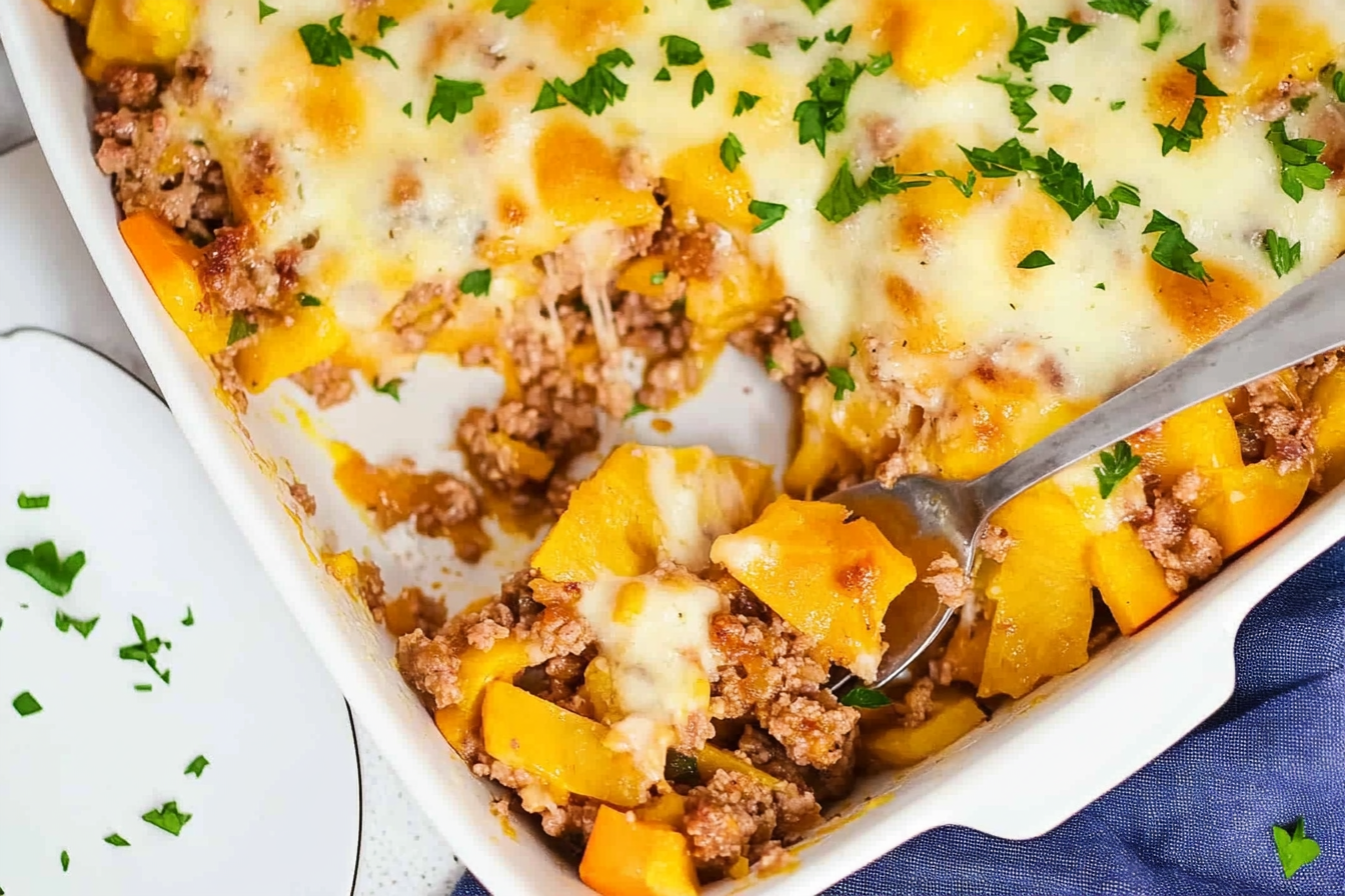 Calabaza asada con carne picada