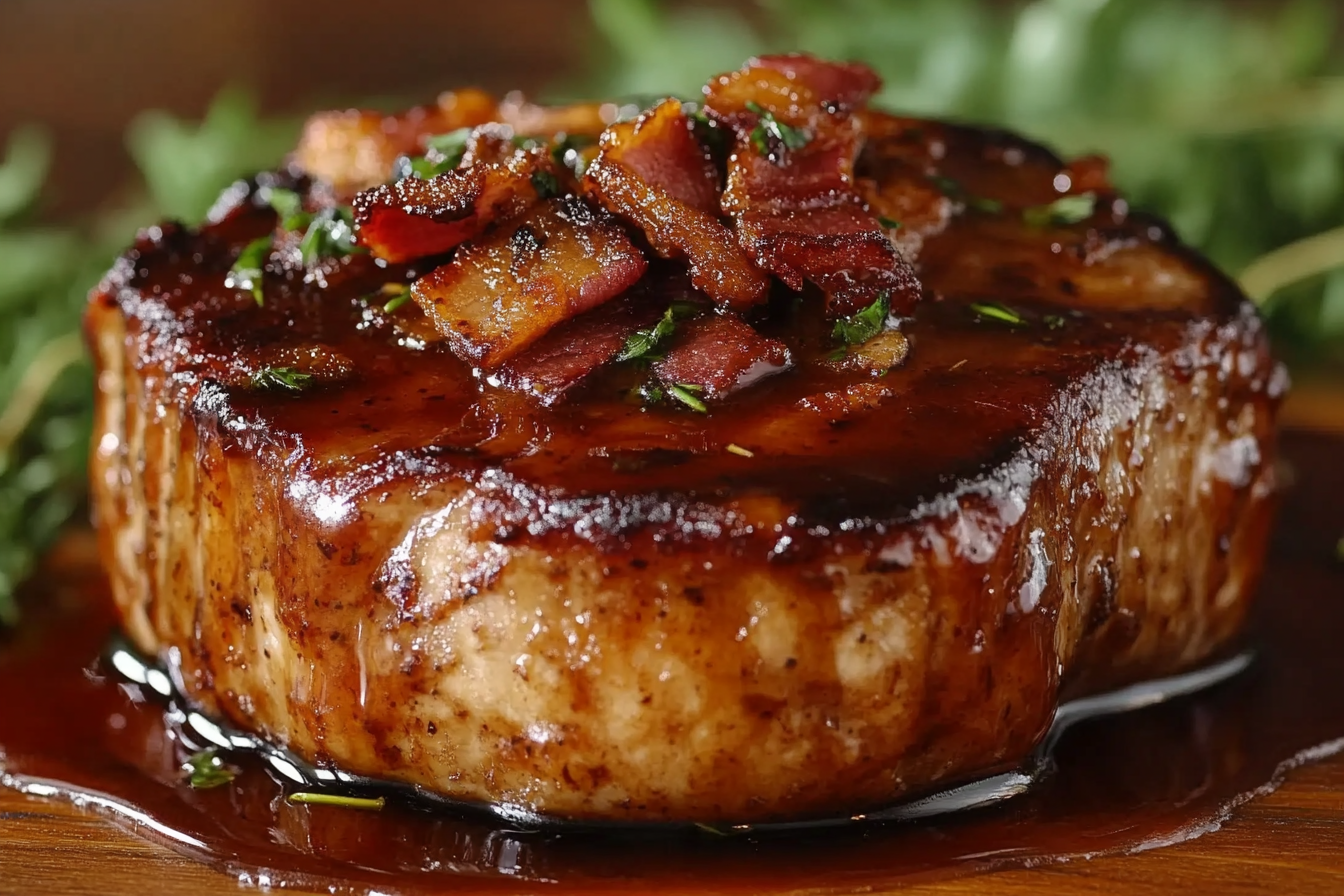 Chuletas de cerdo con tocino