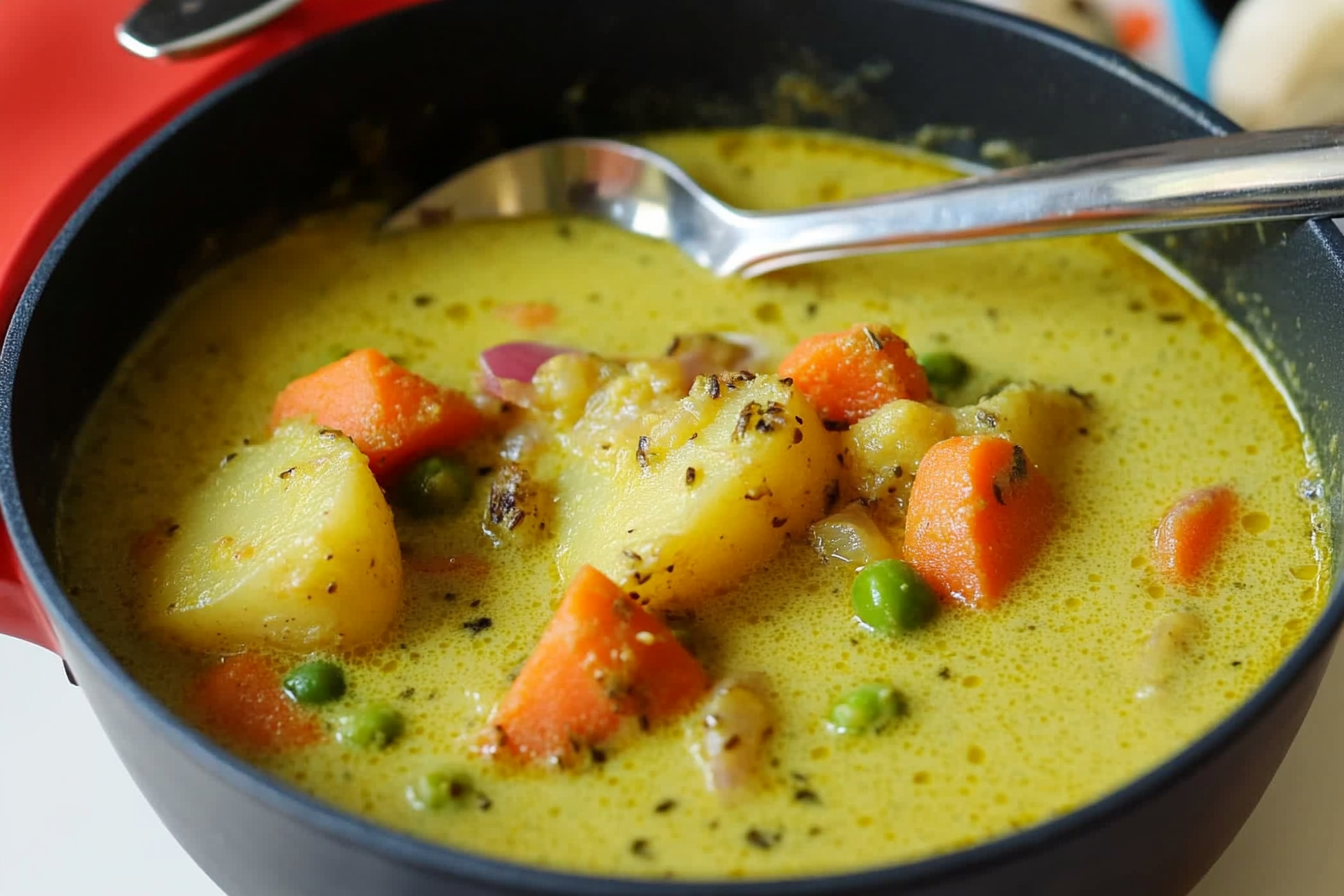 Curry de patatas y guisantes