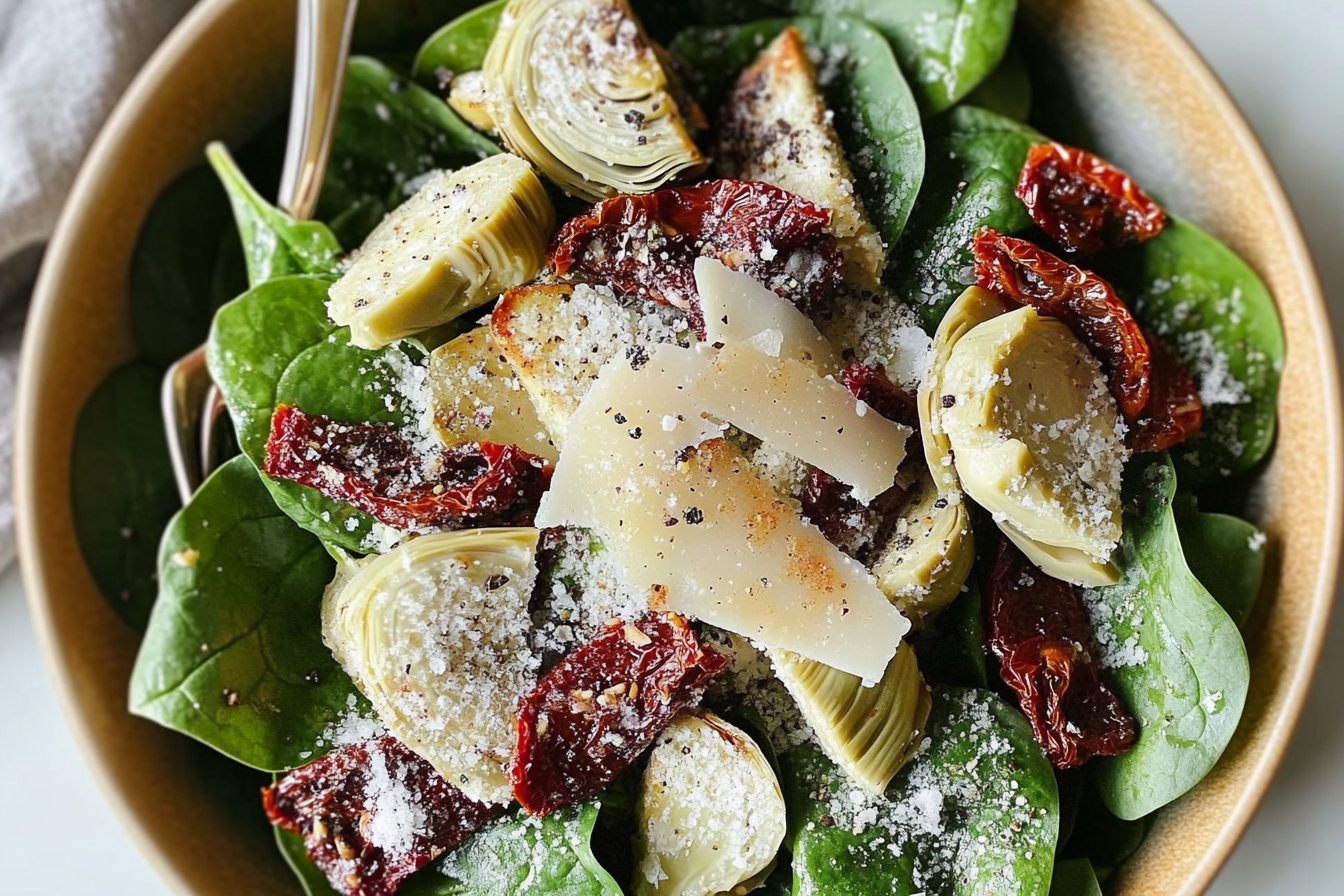 Ensalada de espinacas y alcachofas
