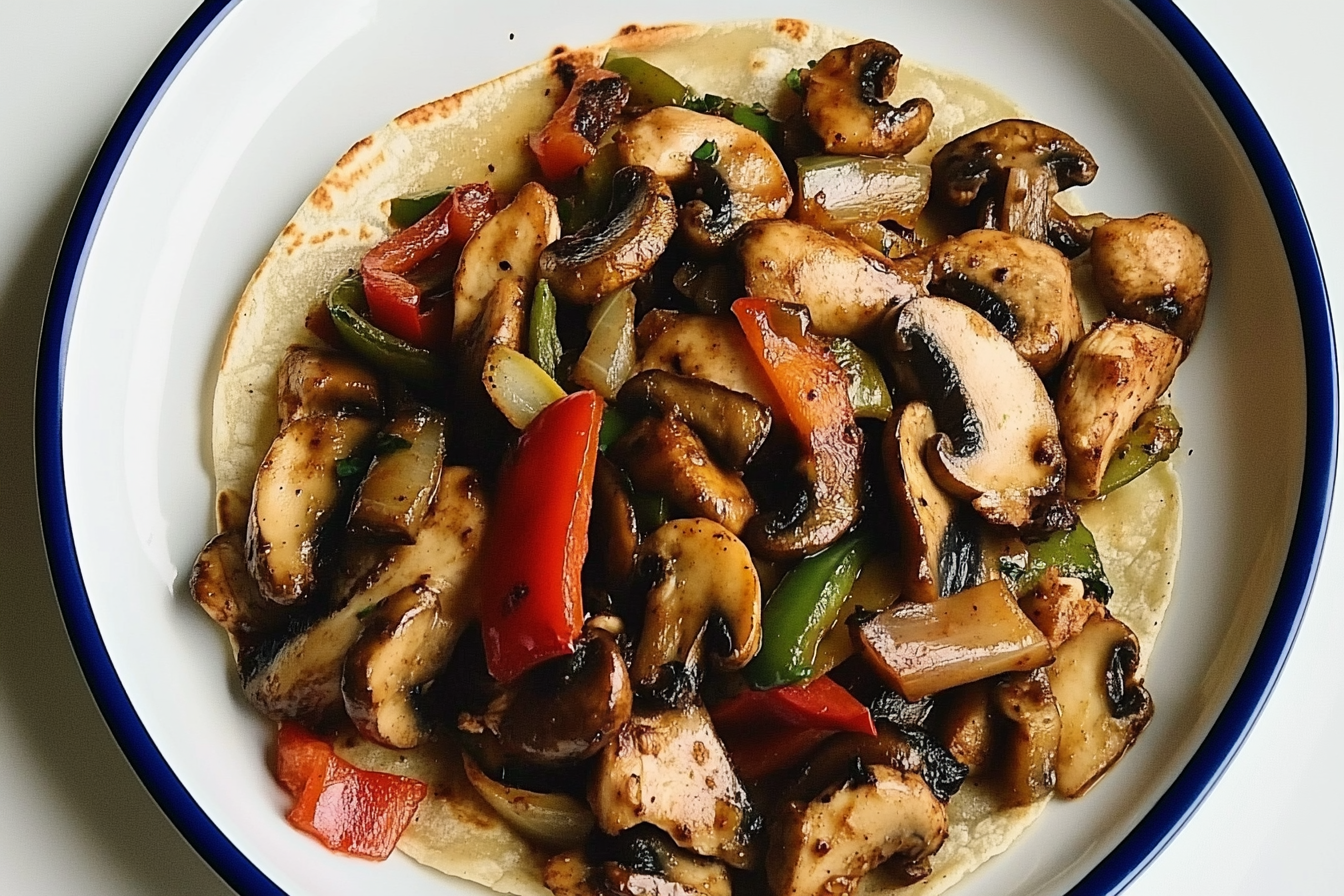 Fajitas de pollo y champiñones