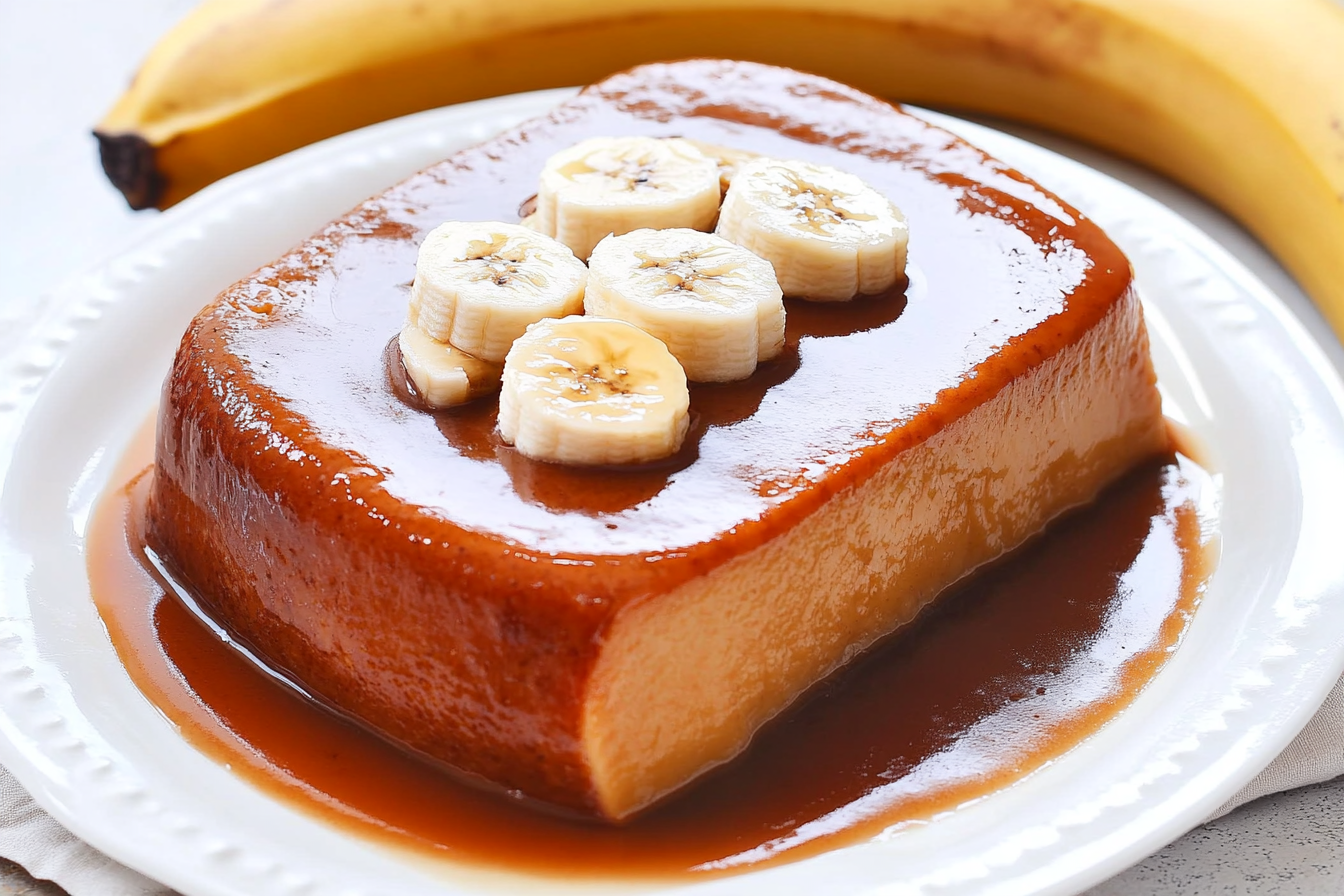 Flan cremoso de plátano