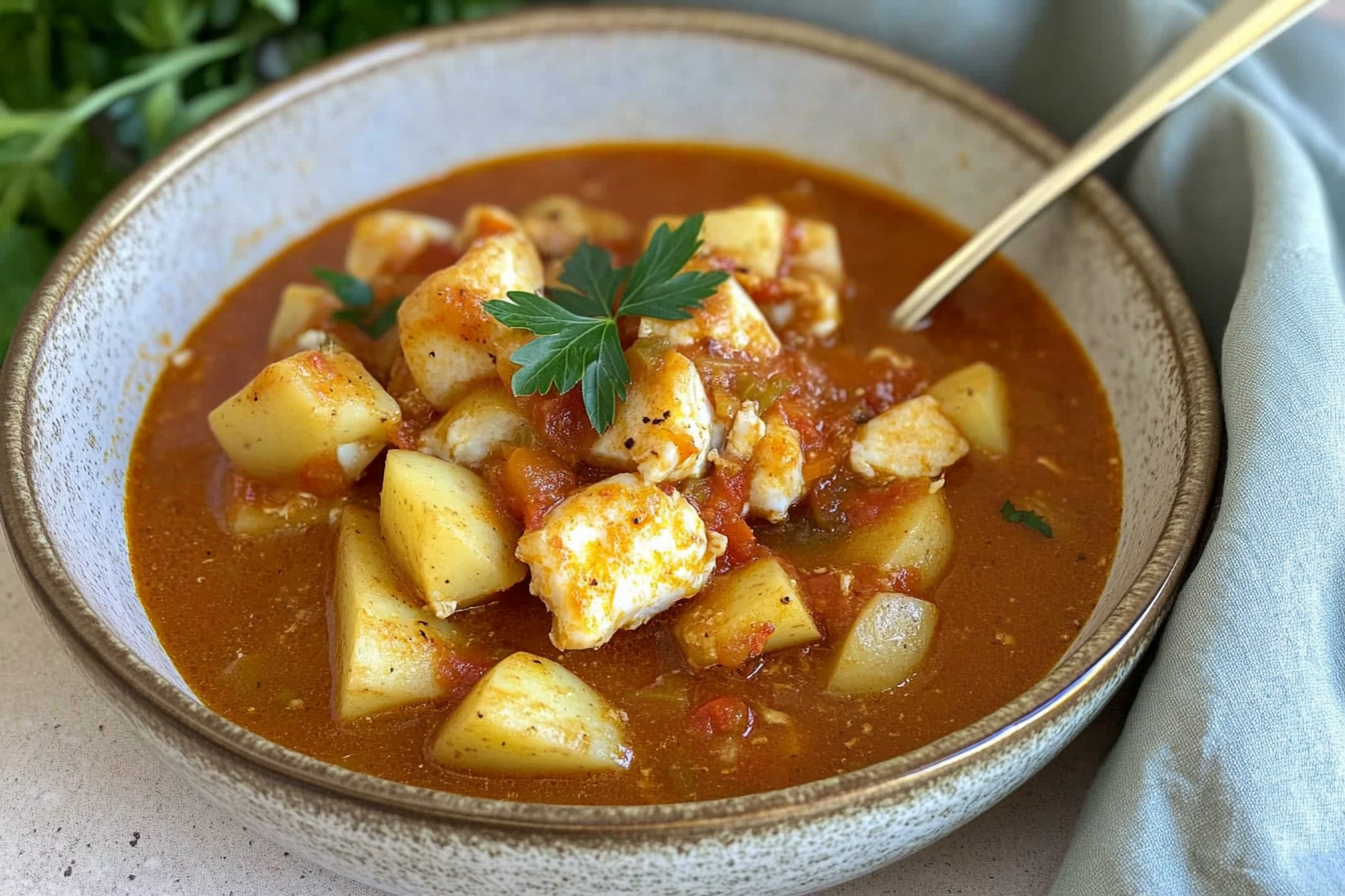 Guiso de patatas con merluza