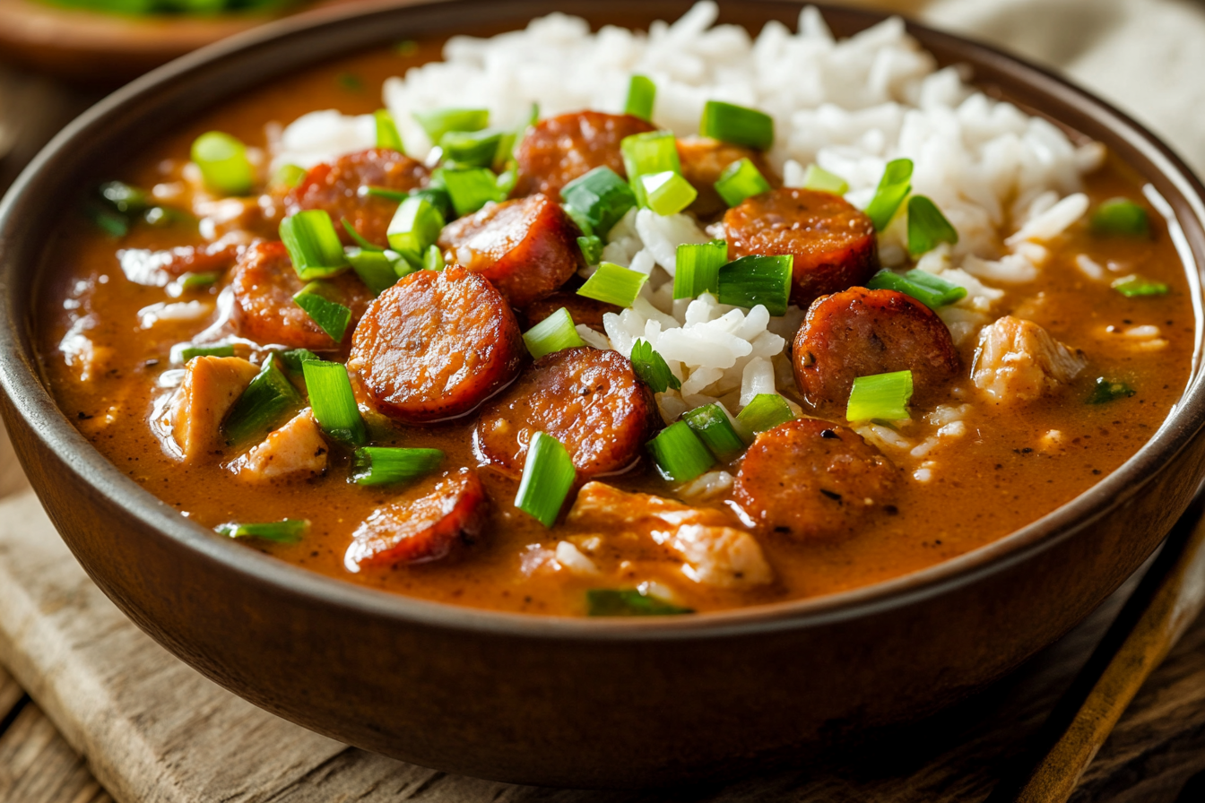 Gumbo de pollo y salchicha Cajún