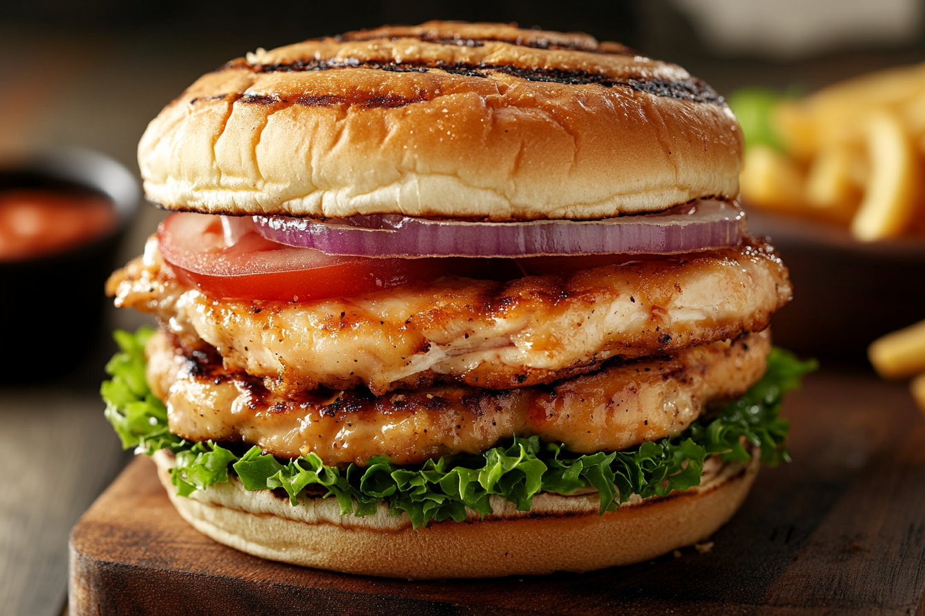 Hamburguesa apilada de carne
