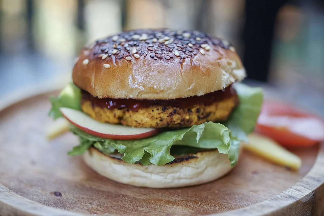 Hamburguesa de garbanzos con manzana