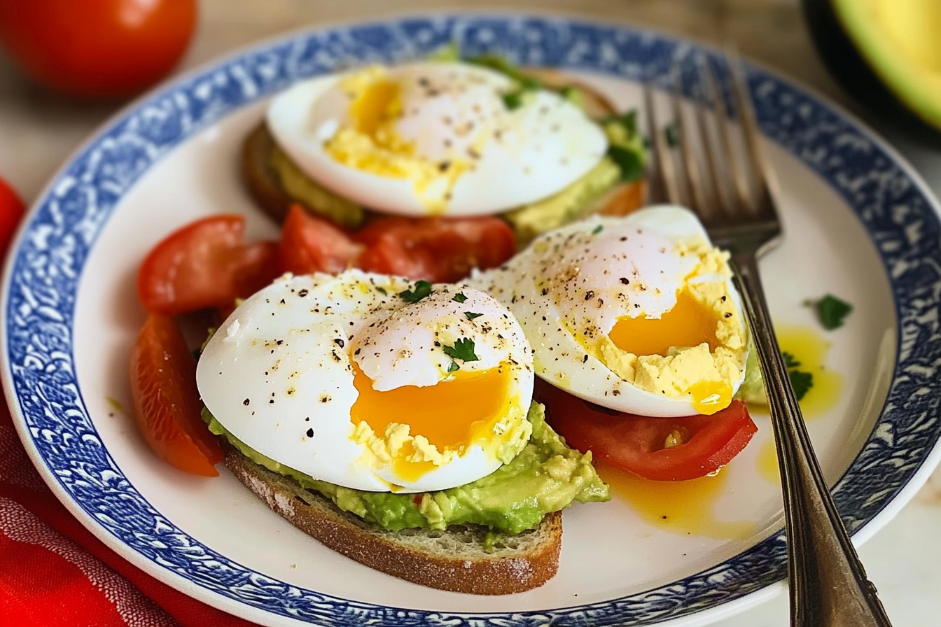 Huevos con aguacate y tomate
