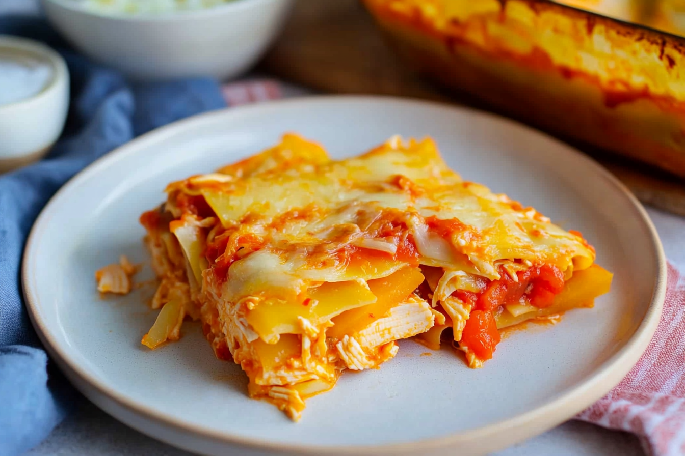 Lasagna de pollo con pimientos