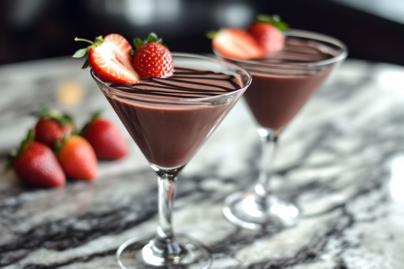 Martini de fresa cubierta de chocolate