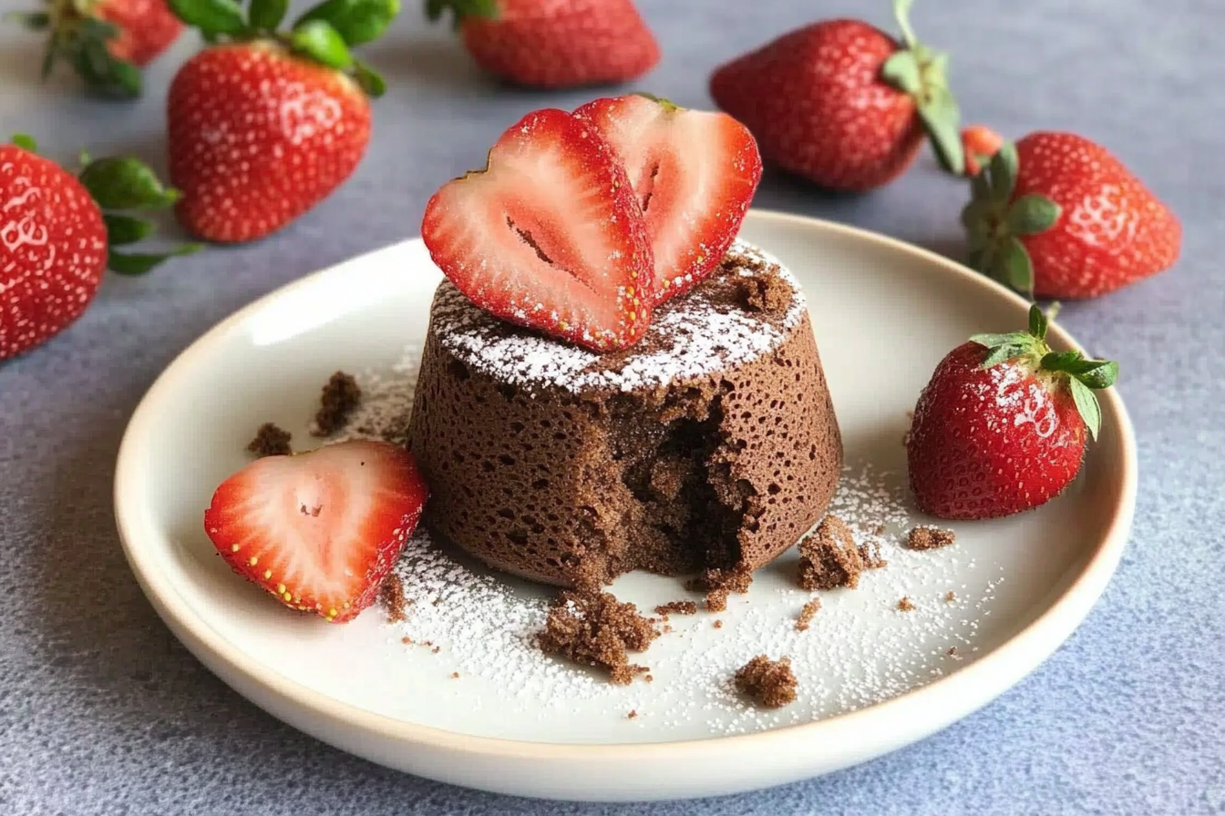 Mini bizcocho de cacao y fresas