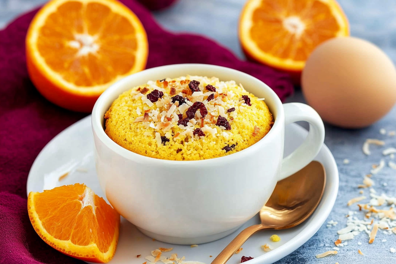 Mugcake de naranja y coco