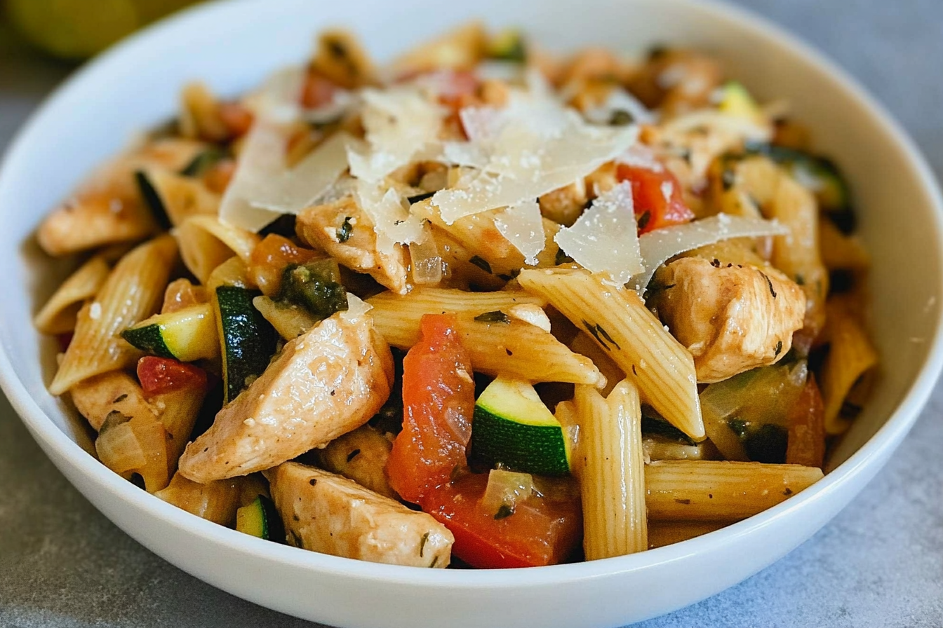 Pasta integral con pollo y verduras