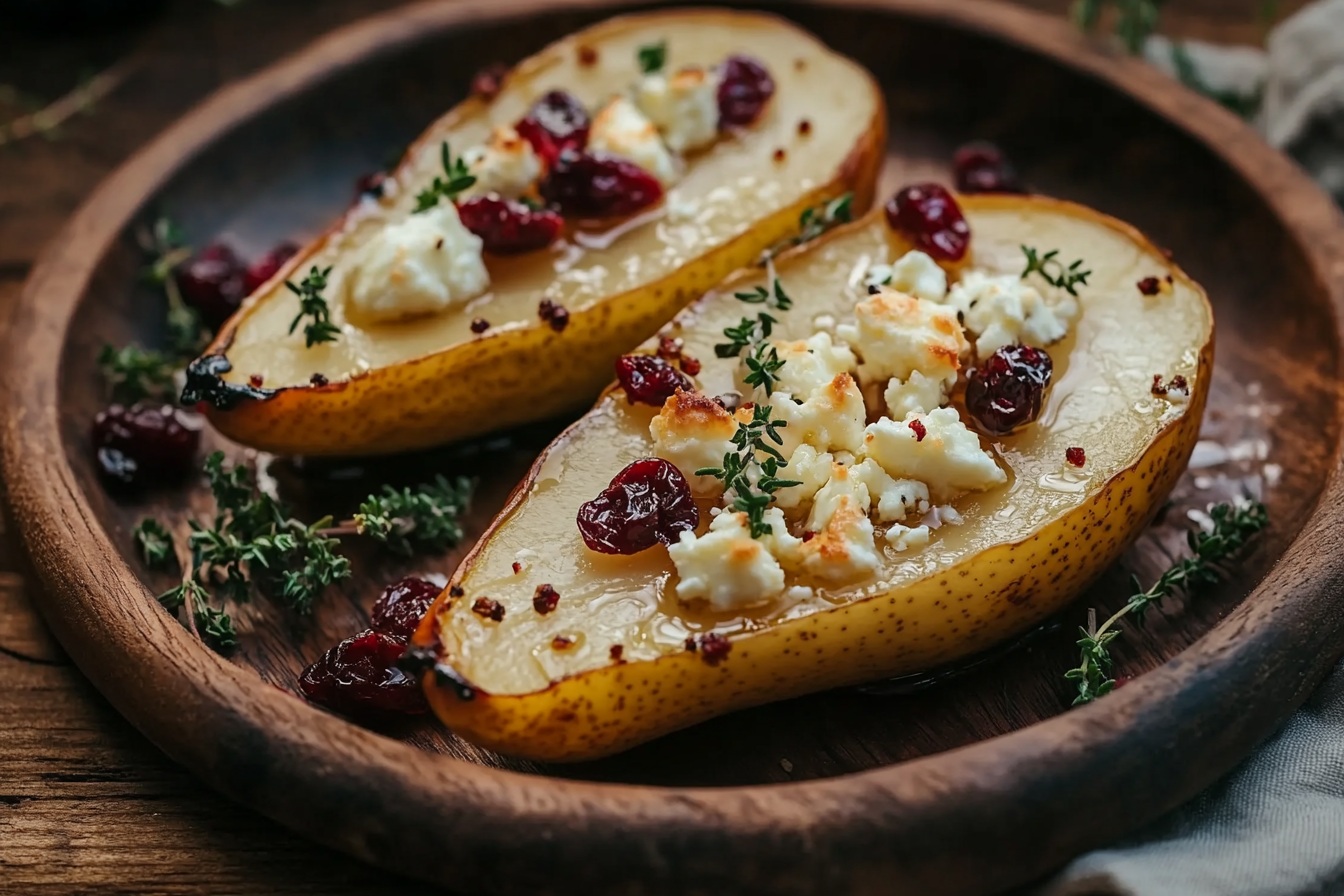 Peras al horno con feta