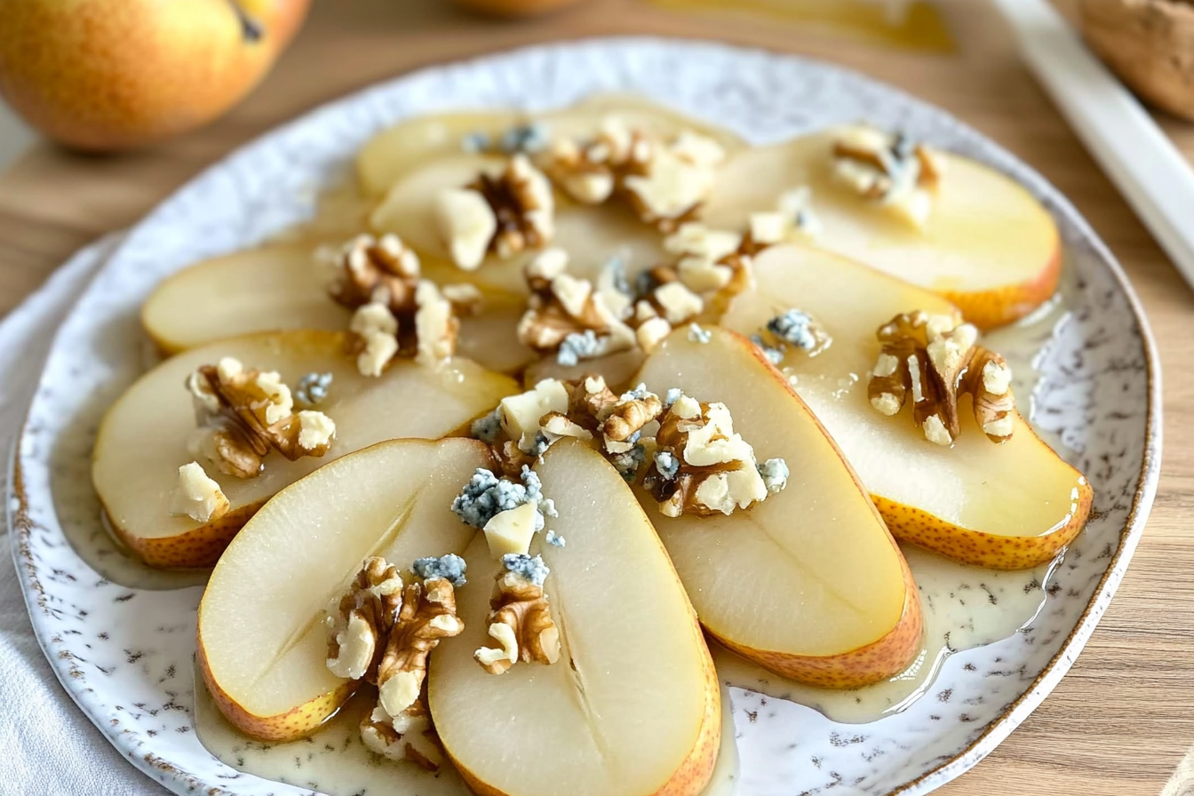 Peras con queso azul y nueces