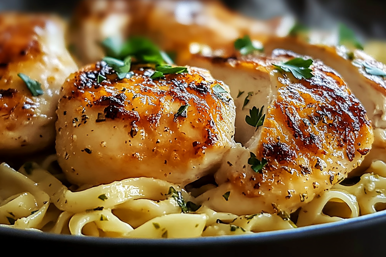 Pollo clásico con fideos mantecosos