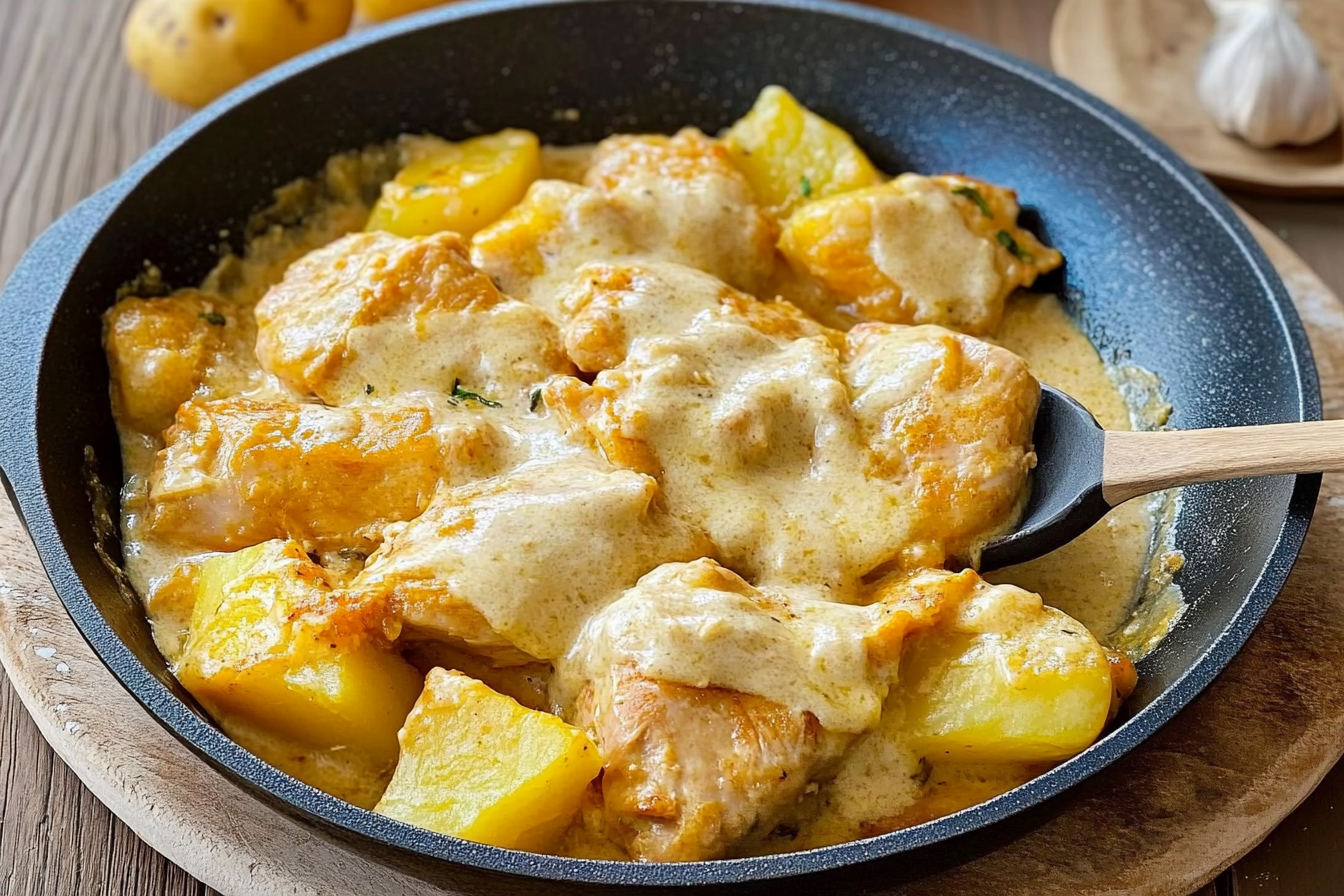 Pollo con patatas en salsa