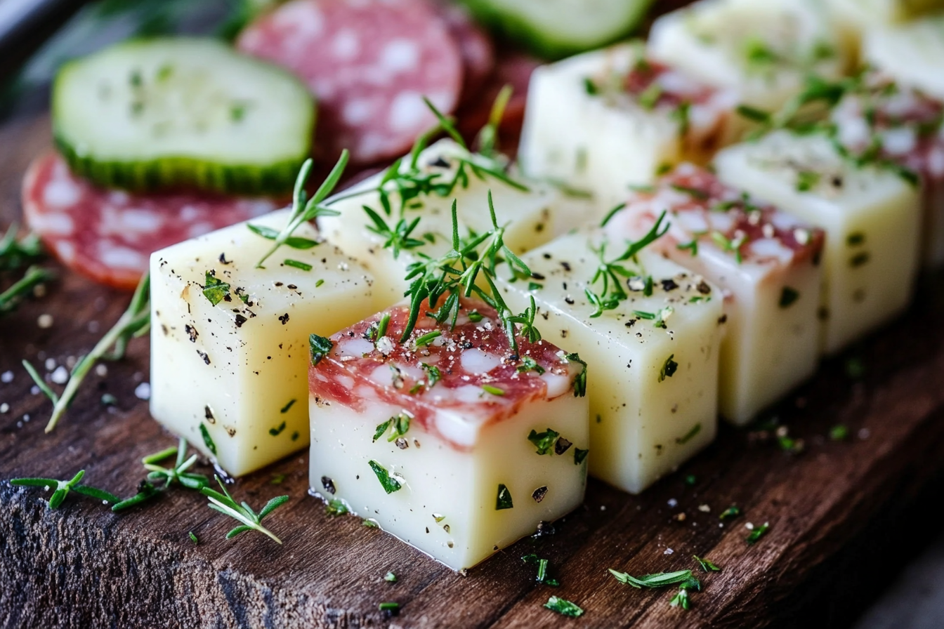 Queso Marinado con Salami
