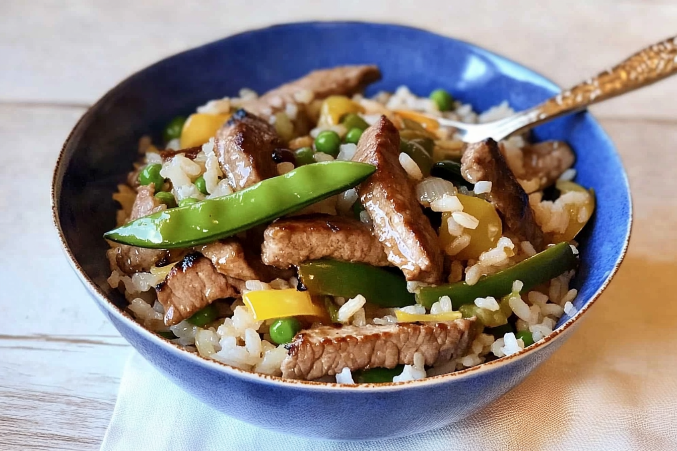 Salteado de arroz con ternera