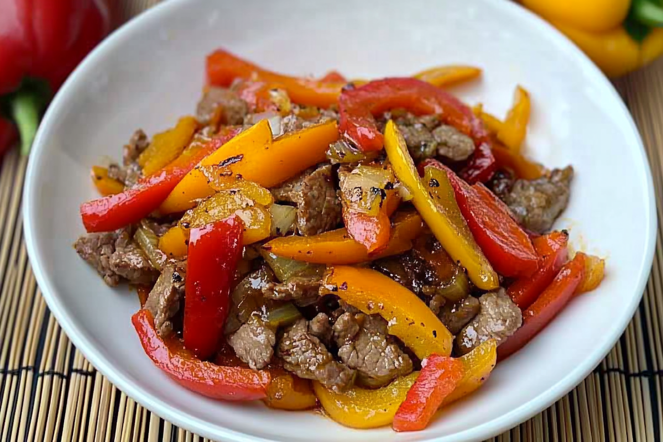 Salteado de ternera con pimientos