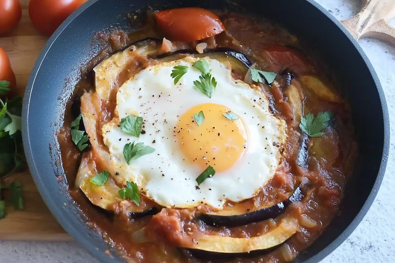 Sartén de berenjenas con huevos