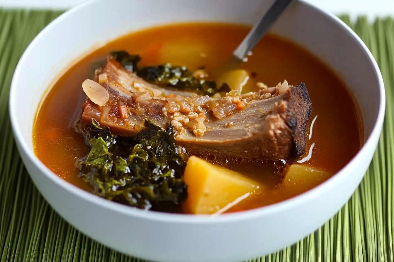 Sopa de verduras y costilla